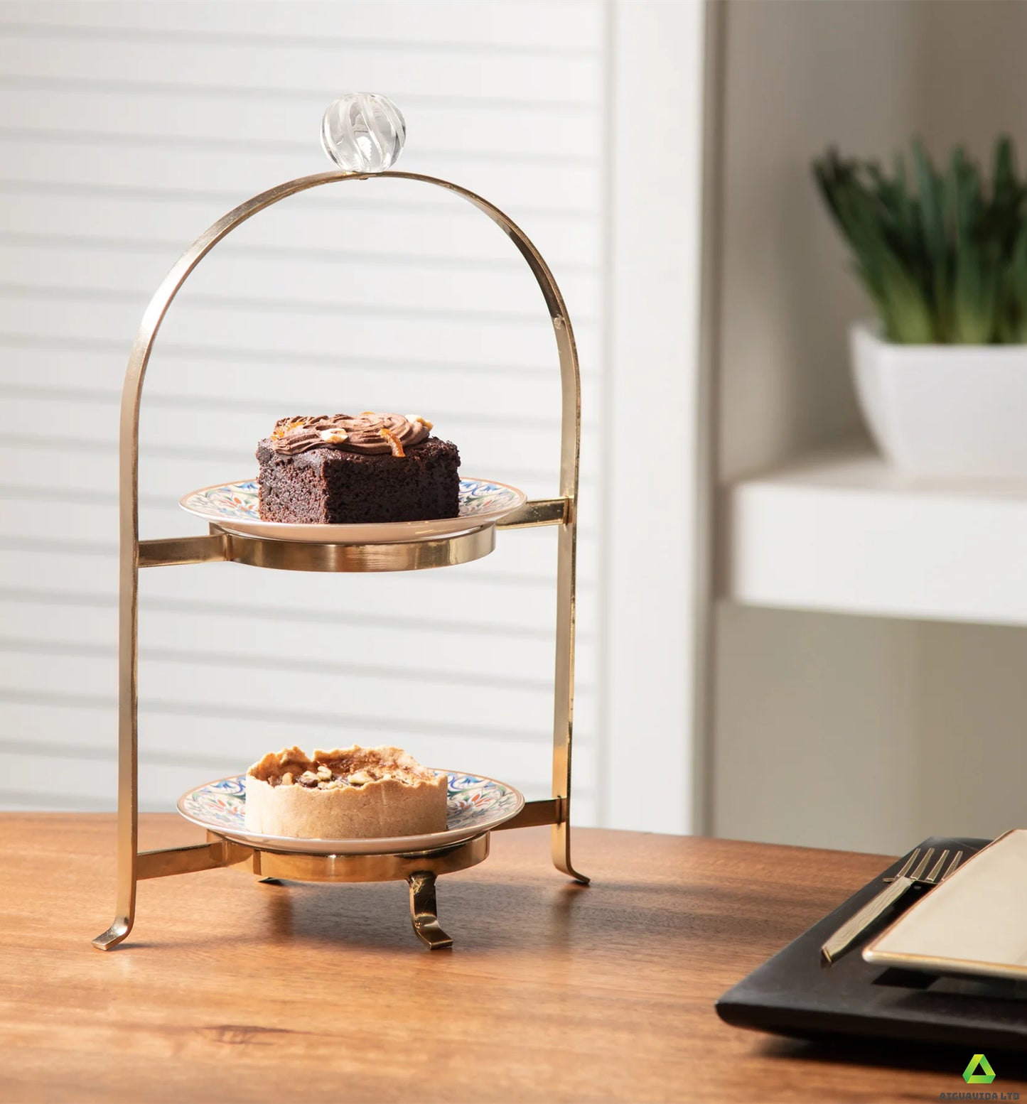 Classic Gilded Two-Tier Cake Stand