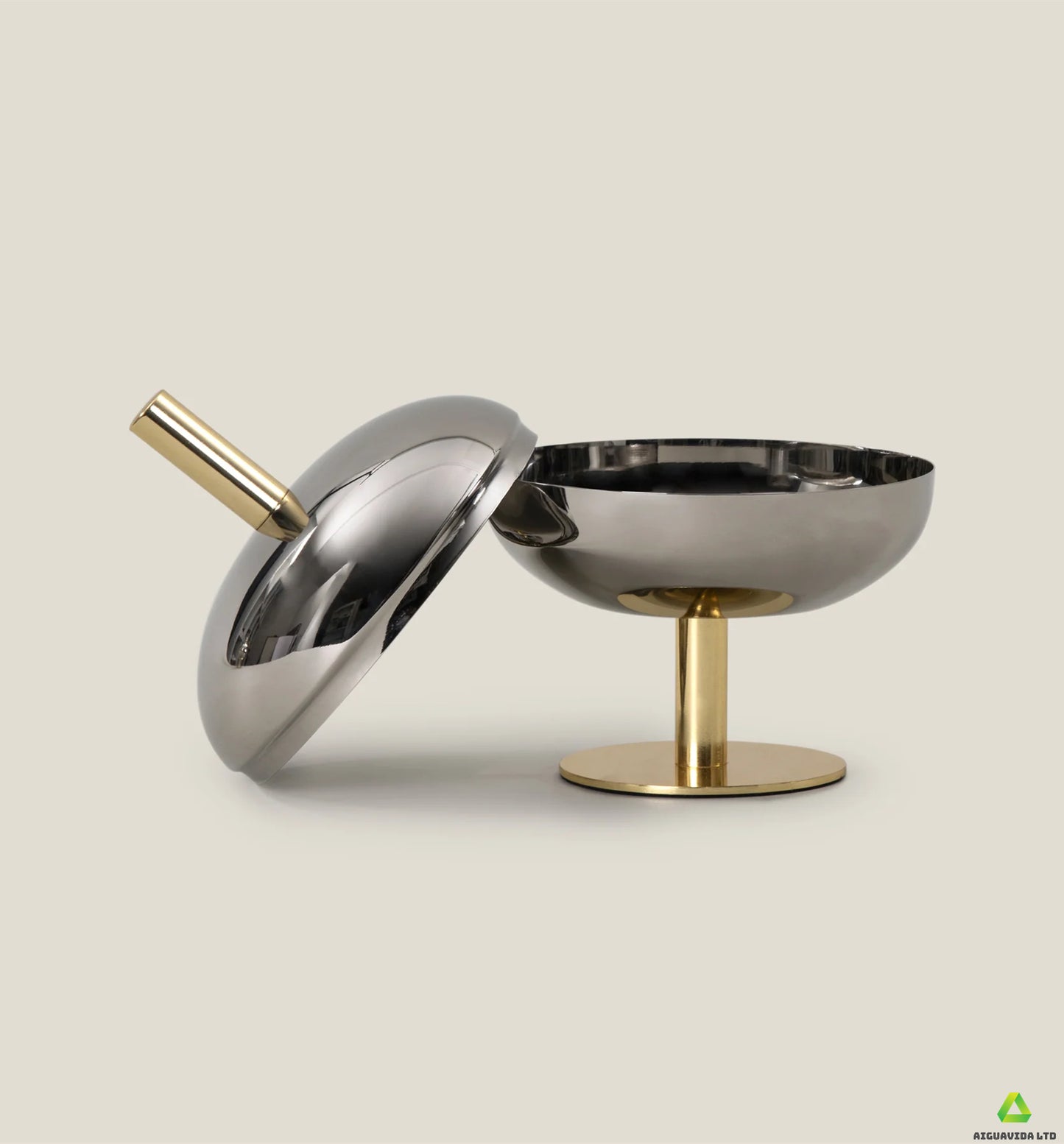 Ribisi Nickel Gold Stainless Steel Nut Bowl Jar