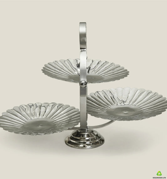 Exquisite silver-plated three-tier tray