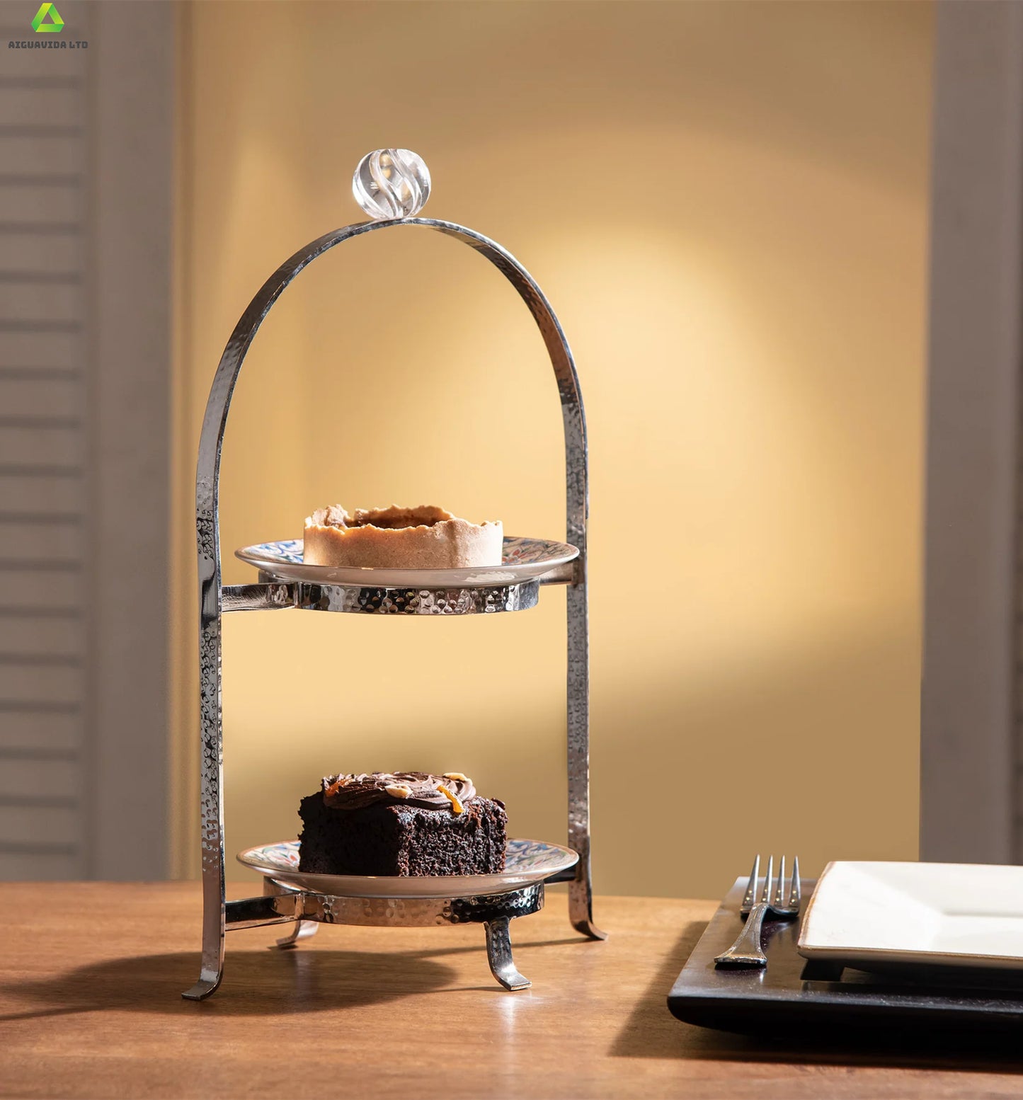 Classic Nickel-Plated Two-Tier Cake Stand