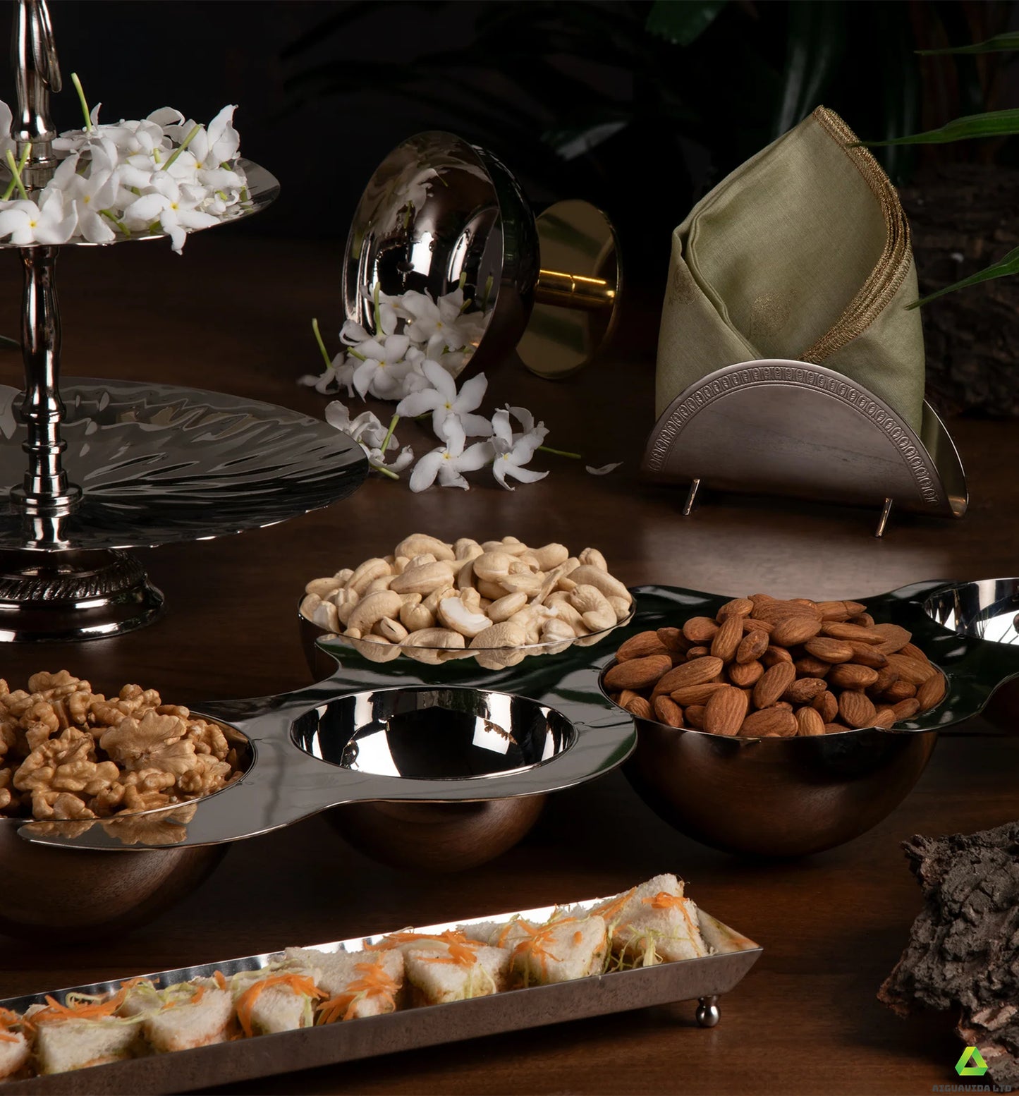 Ribisi Nickel Stainless Steel Chip and Dip Bowl