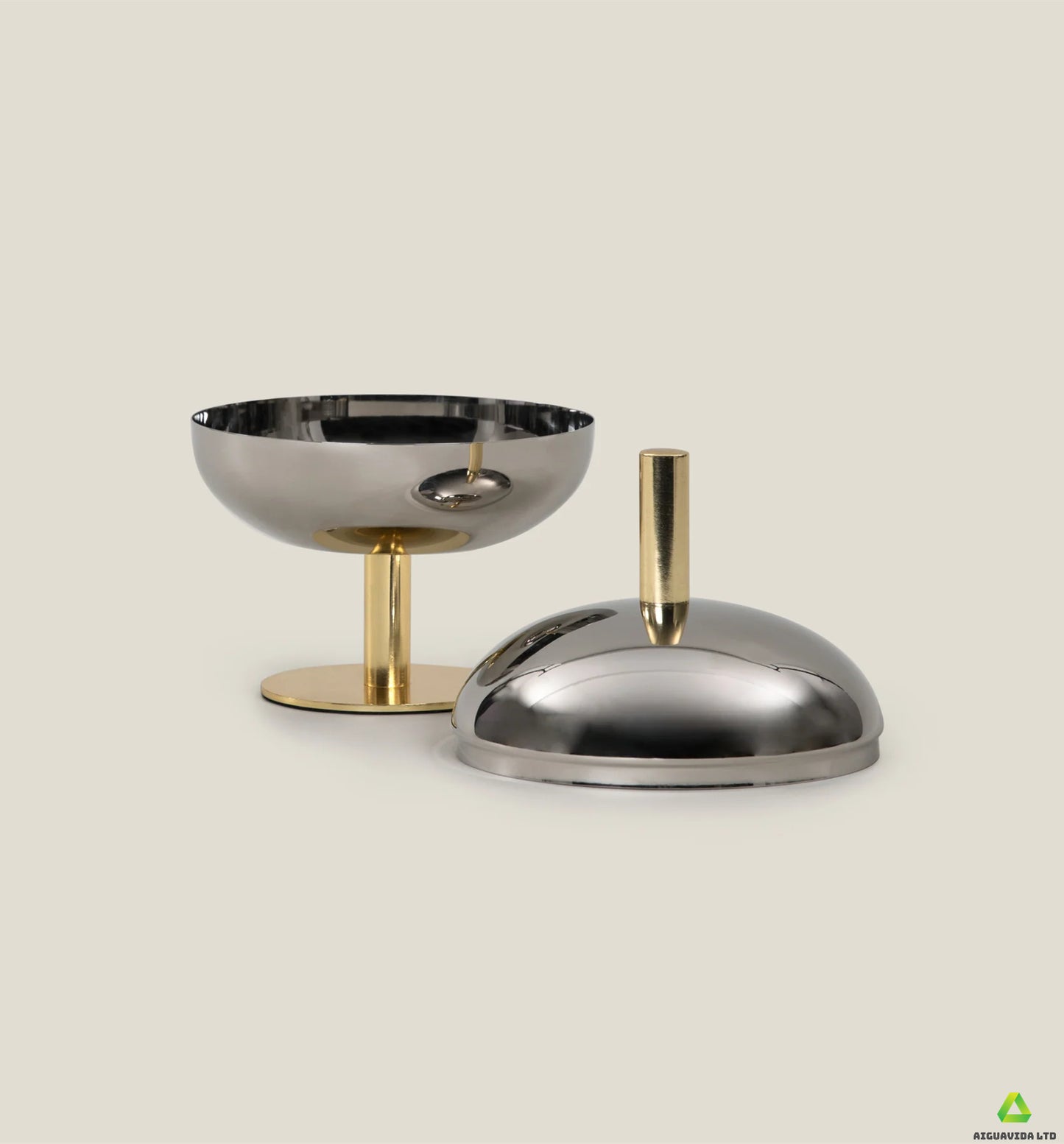 Ribisi Nickel Gold Stainless Steel Nut Bowl Jar